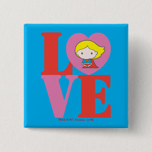 Badge Carré 5 Cm Chibi Supergirl LOVE