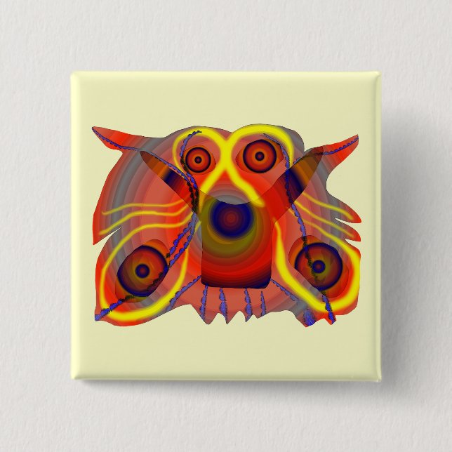 Badge Carré 5 Cm Chien curieux de lion (Devant)