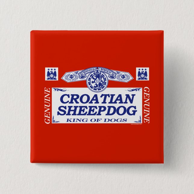 Badge Carré 5 Cm Chien de berger croate (Devant)