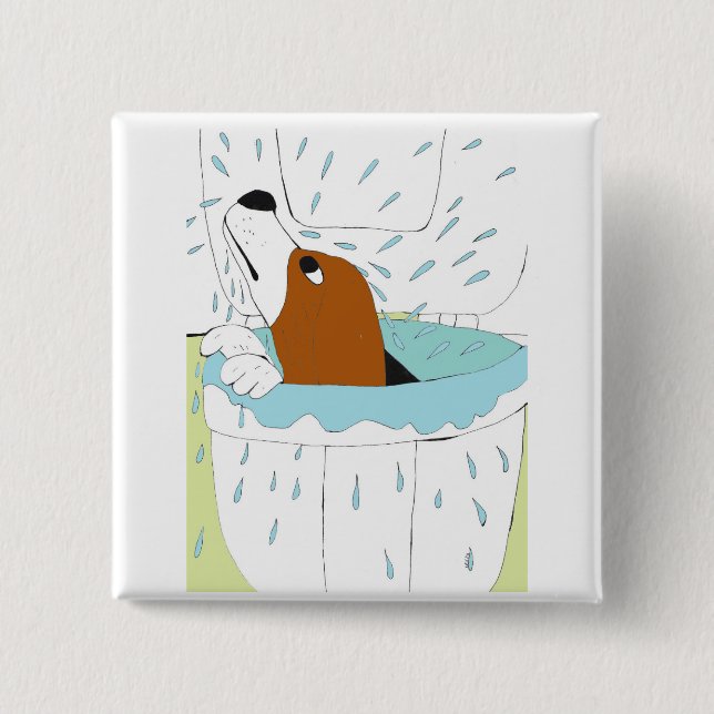 Badge Carré 5 Cm chien de toilette (Devant)