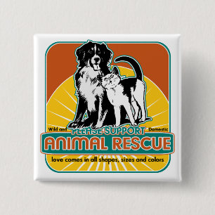 Badge Carré 5 Cm Chien et chat animaux de délivrance