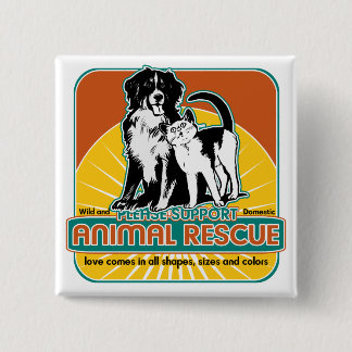 Badge Carré 5 Cm Chien et chat animaux de délivrance