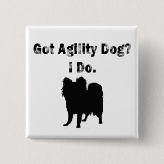 Badge Carré 5 Cm Chien obtenu d'agilité ? Bouton