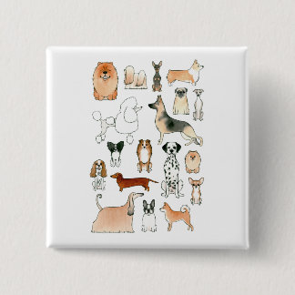 Badge Carré 5 Cm Chiens
