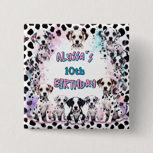 Badge Carré 5 Cm Chiens dalmatiens roses personnalisés
