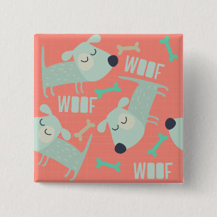 Badge Carré 5 Cm Chiens et os de Woof