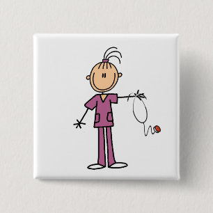 Badge Carré 5 Cm Chiffre infirmière de bâton de brune