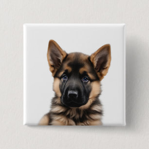 Badge Carré 5 Cm Chiot berger allemand