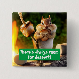 Badge Carré 5 Cm Chipmunk Manger Marshmallow