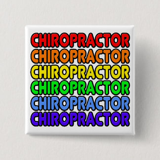 Badge Carré 5 Cm Chiropracteur arc-en-ciel