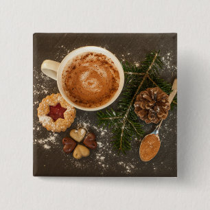 Badge Carré 5 Cm Chocolat chaud de Noël