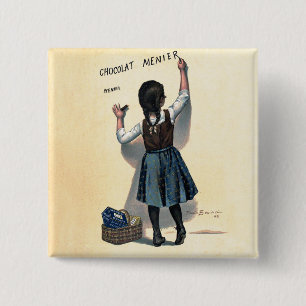 Badge Carré 5 Cm Chocolat Menier Petite fille Mur écriture