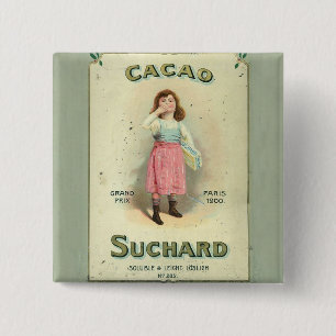 Badge Carré 5 Cm Chocolat victorien Kiss Girl Sucre