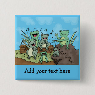 Badge Carré 5 Cm Choeur de grenouille