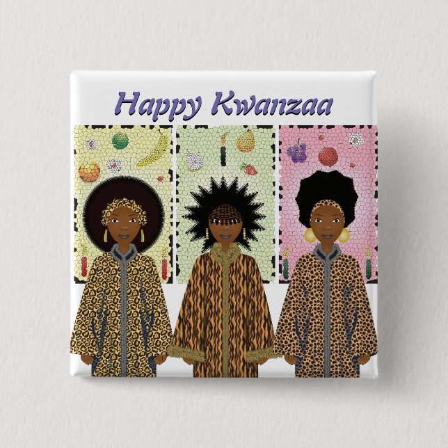 Badge Carré 5 Cm Chorale afro-américaine Kwanzaa (Devant)