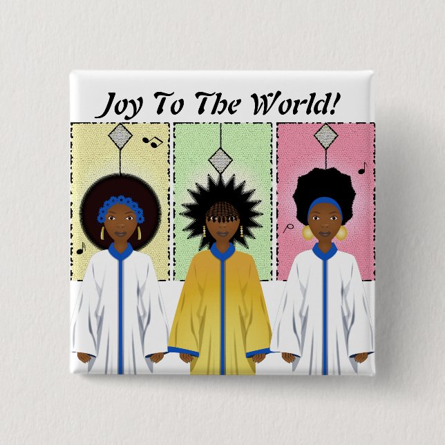 Badge Carré 5 Cm Chorale de Noël afro-américaine (Devant)