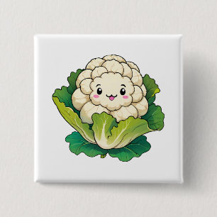 Badge Carré 5 Cm Chou-fleur Kawaii