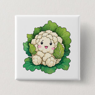 Badge Carré 5 Cm Chou-fleur Kawaii