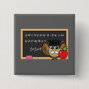 Badge Carré 5 Cm Chouette de maître mignonne avec un dessin à la po