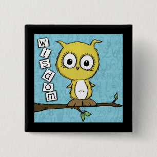Badge Carré 5 Cm Chouette de sagesse mignonne