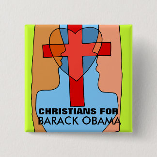 BADGE CARRÉ 5 CM CHRÉTIENS POUR BARACK OBAMA