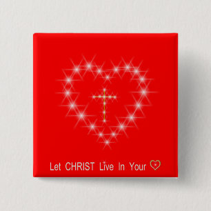 Badge Carré 5 Cm Christ dans votre coeur