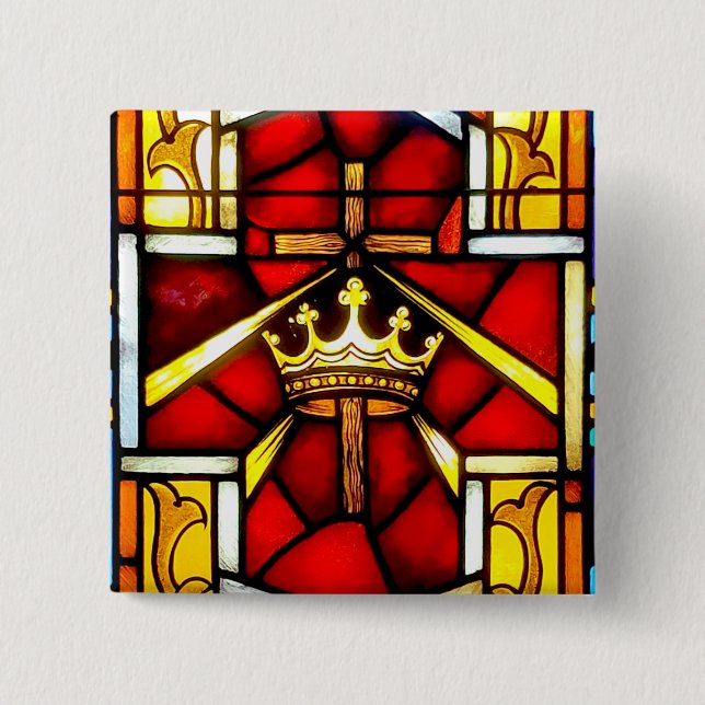 Badge Carré 5 Cm Christ est roi (Devant)