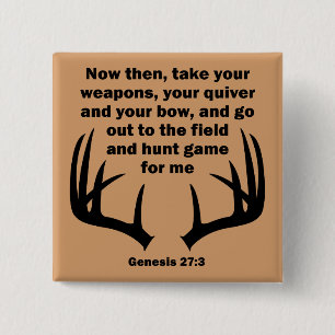 Badge Carré 5 Cm Christian Hunter Hunting Genèse 27:3