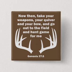 Badge Carré 5 Cm Christian Hunter Hunting Genèse 27:3