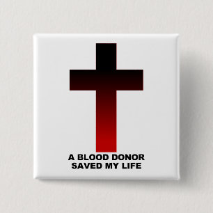 Badge Carré 5 Cm Christian Jésus Donneur de sang M'a sauvé la vie