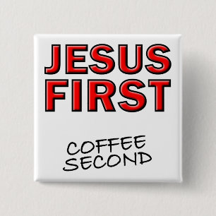 Badge Carré 5 Cm Christian Jesus premier café deuxième