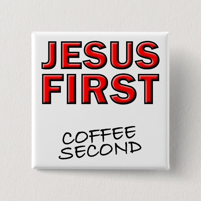 Badge Carré 5 Cm Christian Jesus premier café deuxième (Devant)
