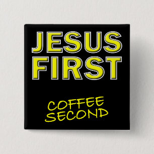 Badge Carré 5 Cm Christian Jesus premier café deuxième