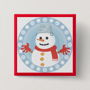 BADGE CARRÉ 5 CM CHRISTMAS HIVER SNOWMAN