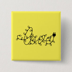 Badge Carré 5 Cm Christmas Lights Love Text-45871