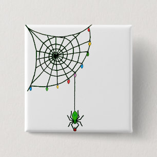 Badge Carré 5 Cm Christmas Spider Web Lights Goth Holiday