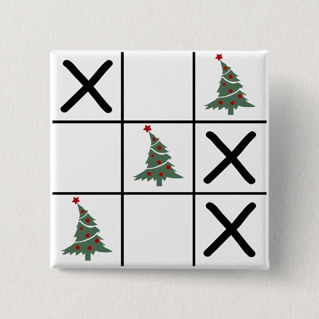 Badge Carré 5 Cm Christmas Tic Tac Toe (Devant)
