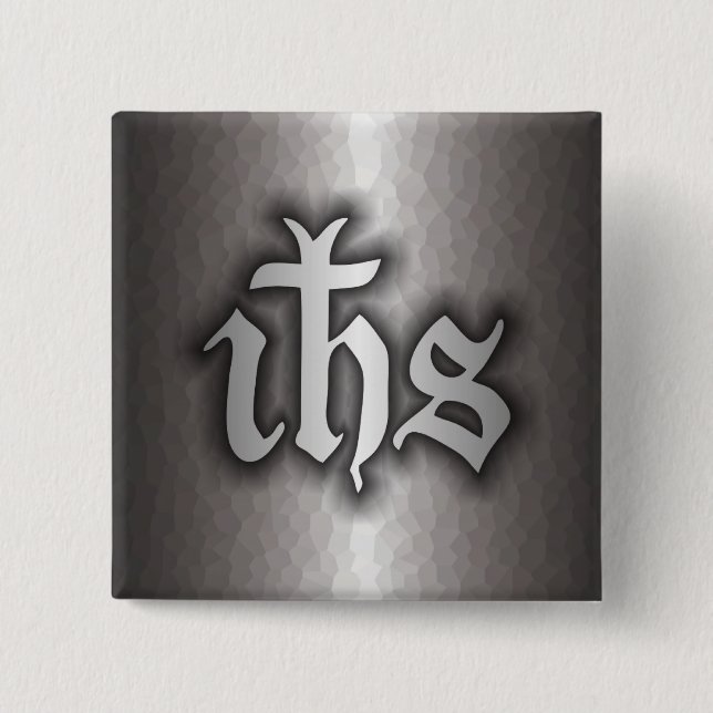Badge Carré 5 Cm Christogram (IHS) Steel (Devant)