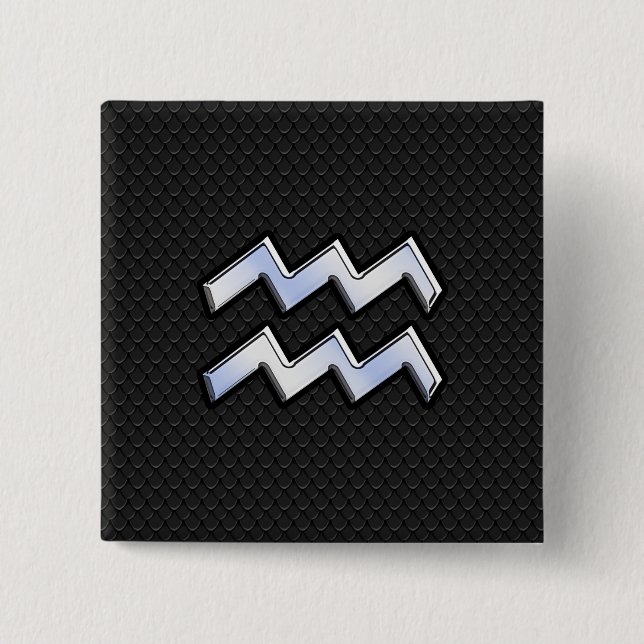Badge Carré 5 Cm Chrome like Aquarius Zodiac Sign on snake (Devant)