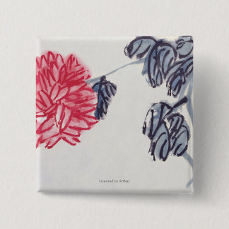 Badge Carré 5 Cm Chrysanthème