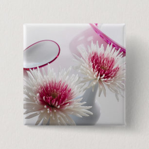 Badge Carré 5 Cm Chrysanthèmes