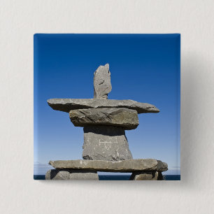 Badge Carré 5 Cm Churchill, Manitoba. Inukshuk