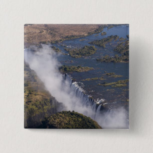 Badge Carré 5 Cm Chutes Victoria, fleuve Zambèze, Zambie - Zimbabwe