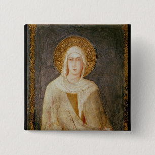 Badge Carré 5 Cm Cinq saints, détail de St Clare