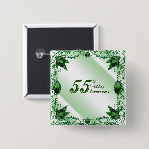 Badge Carré 5 Cm cinquante-cinquième Bouton d'anniversaire de