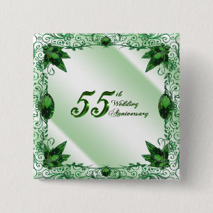 Badge Carré 5 Cm cinquante-cinquième Bouton d'anniversaire de