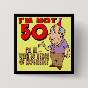 Badge Carré 5 Cm cinquantième Bouton d'anniversaire