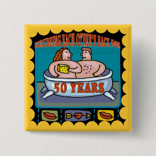 Badge Carré 5 Cm cinquantième Bouton d'anniversaire de mariage