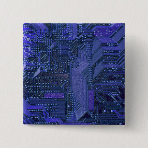 Badge Carré 5 Cm Circuit imprimé électronique technologie artistiqu