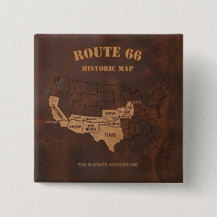 Badge Carré 5 Cm Circuit Route 66 Americana du centenaire